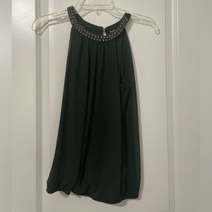 Emerald green express top with detail in neck